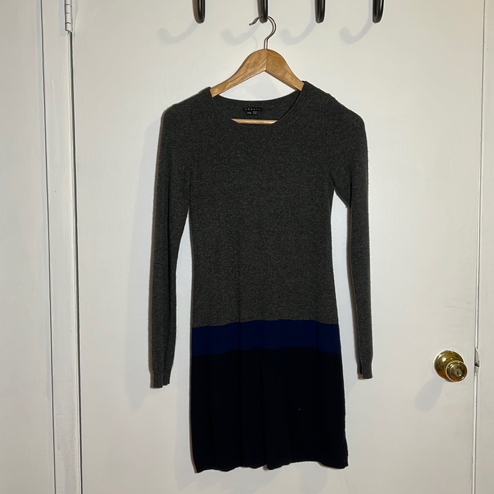 Theory Gray and Navy Mini Dress